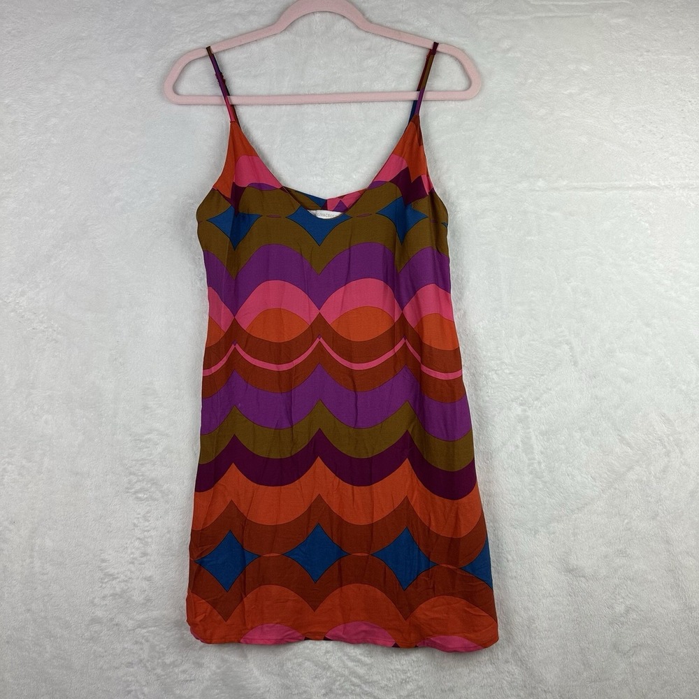 Olivaceous Womens Geometric Slip Mini Dress Size Small Red Pink Adjustable Strap